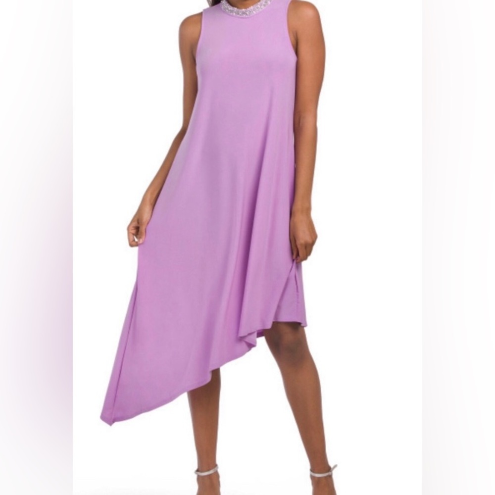 NWOT Asymmetrical Dress with Beaded Neckline